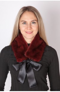 Red mink fur collar-neck warmer
